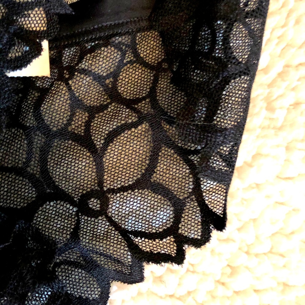 PINK- NWT black lace cheeky panty